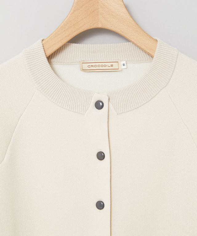 クルーネック ダブルニット カーディガン【手洗いOK】