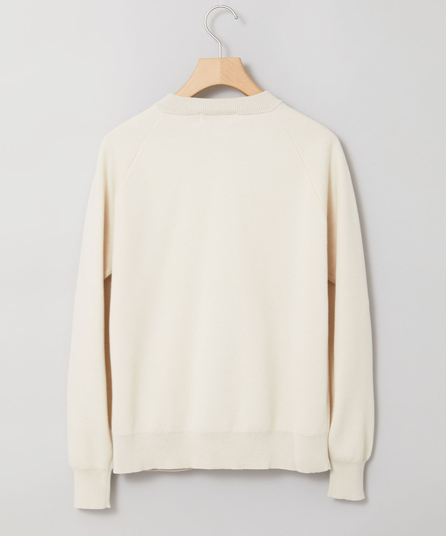 クルーネック ダブルニット カーディガン【手洗いOK】