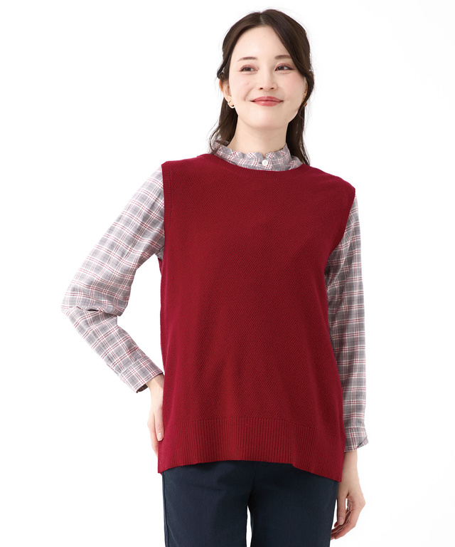 ウールブレンド 2WAY ニットベスト【手洗いOK】