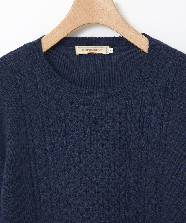 ウールブレンド ストライプ ドッキング ニット【手洗いOK】【オンラインショップ限定】