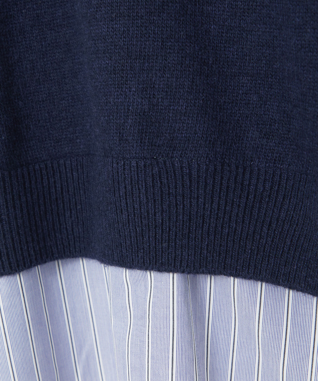 ウールブレンド ストライプ ドッキング ニット【手洗いOK】【オンラインショップ限定】