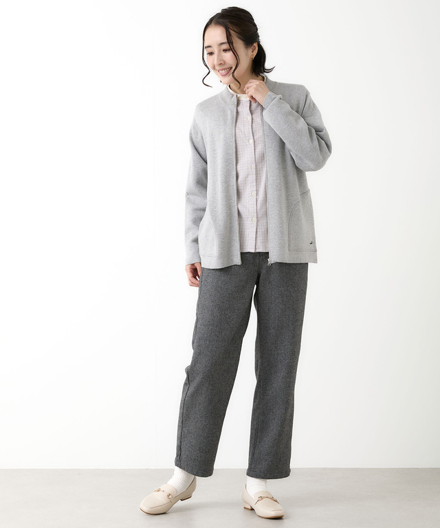 シルクブレンド ジップアップ ニット カーディガン