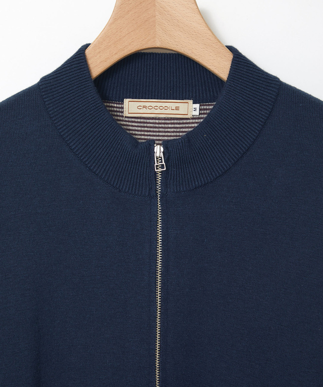 シルクブレンド ジップアップ ニット カーディガン