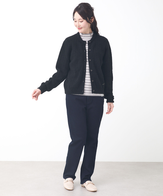 ウールブレンド ケーブル ニットカーディガン【手洗いOK】