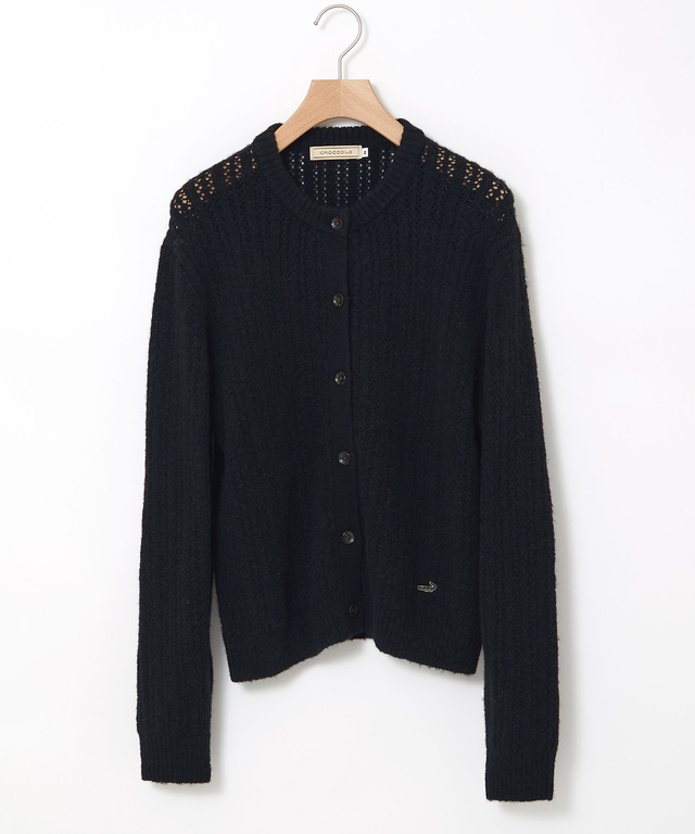 ウールブレンド ケーブル ニットカーディガン【手洗いOK】
