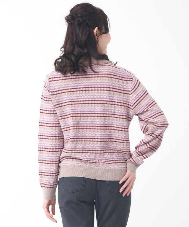 ウールブレンド マルチカラーボーダー ニット【手洗いOK】