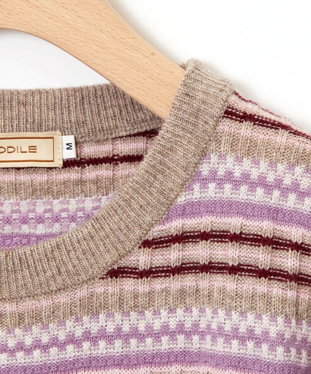 ウールブレンド マルチカラーボーダー ニット【手洗いOK】