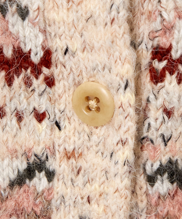 ウールブレンド フェアアイル柄 ニットカーディガン 【手洗いOK】