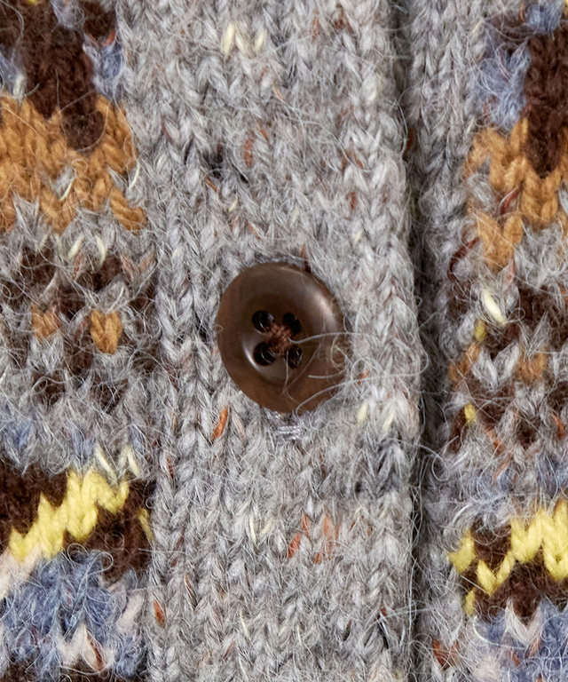 ウールブレンド フェアアイル柄 ニットカーディガン 【手洗いOK】