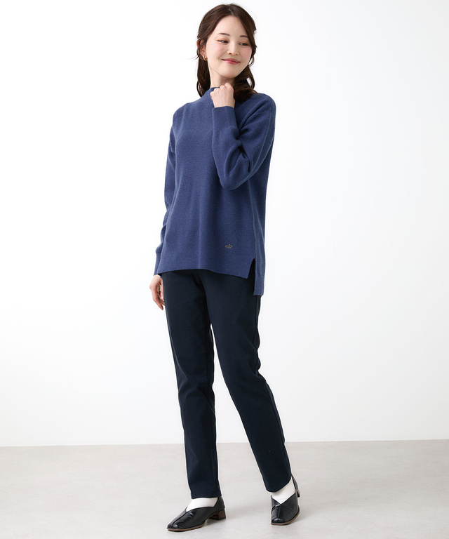 ウールブレンド ボトルネック ニット【手洗いOK】