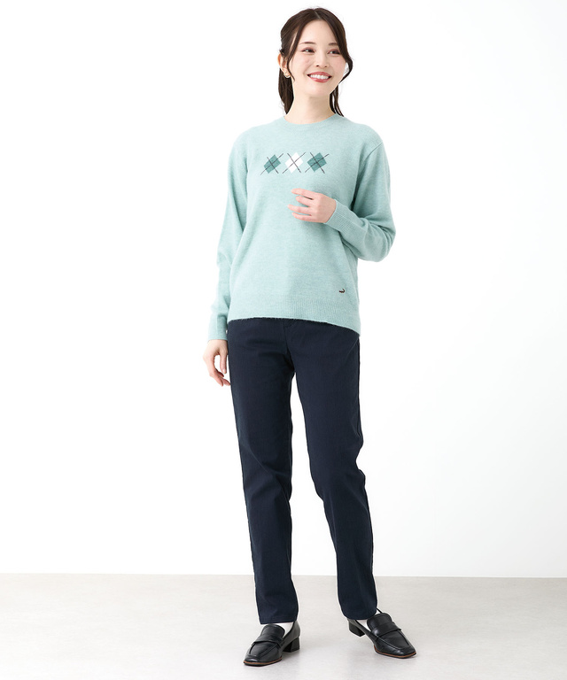 ウールブレンド アーガイル柄 ニット【手洗いOK】