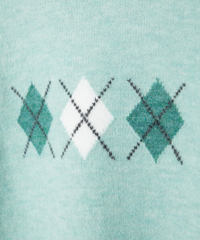 ウールブレンド アーガイル柄 ニット【手洗いOK】