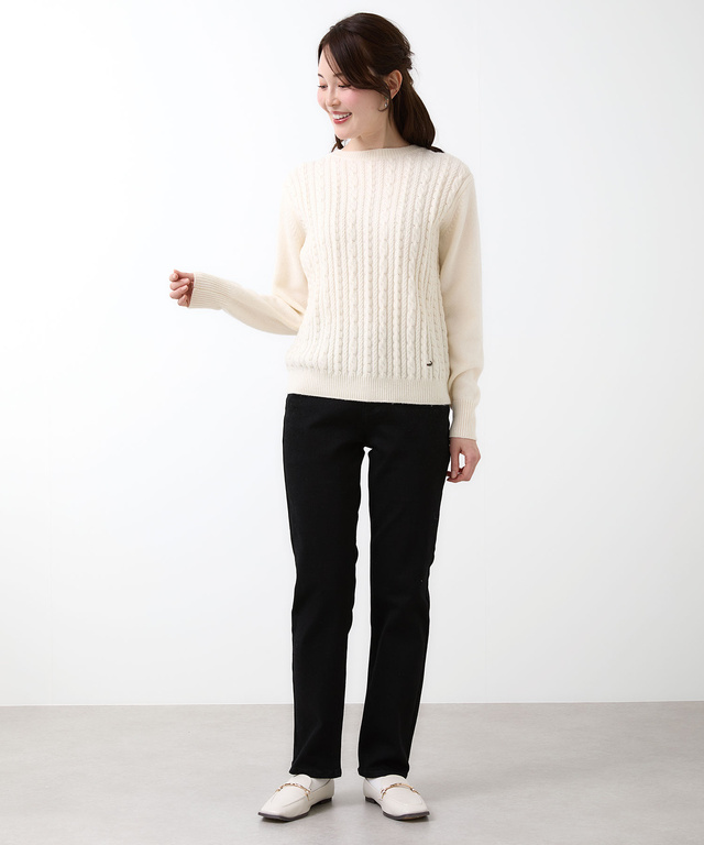 ウールブレンド ケーブル ニット