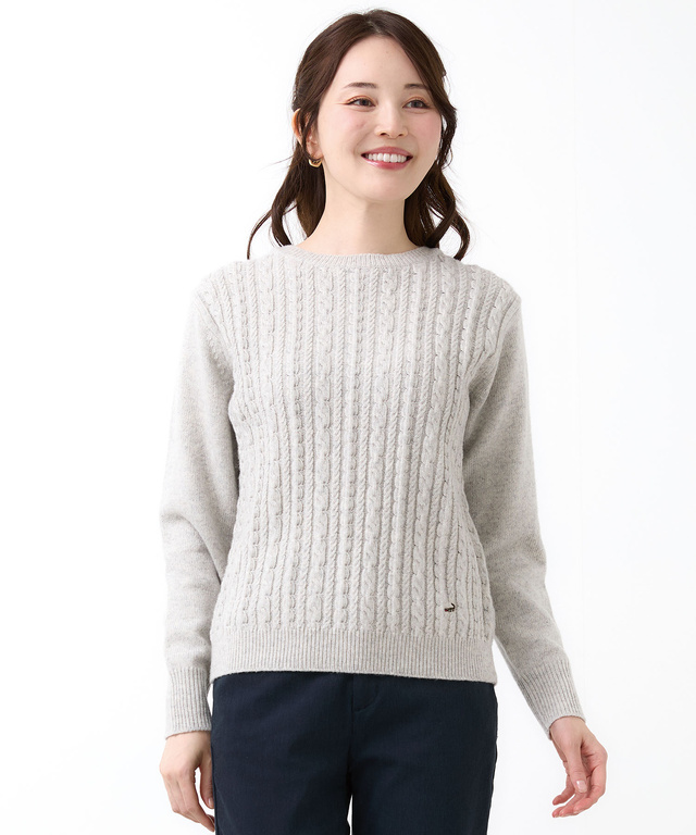 ウールブレンド ケーブル ニット