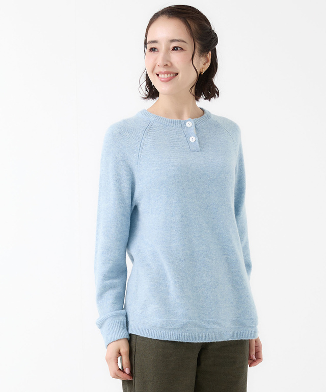 ウールブレンド ヘンリーネック ニット