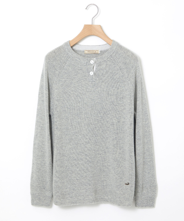 ウールブレンド ヘンリーネック ニット