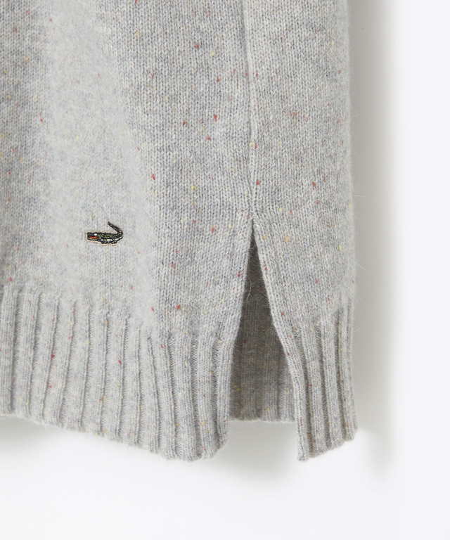 ウールブレンド ハイネック ネップ ニットチュニック【手洗いOK】【オンラインショップ限定】