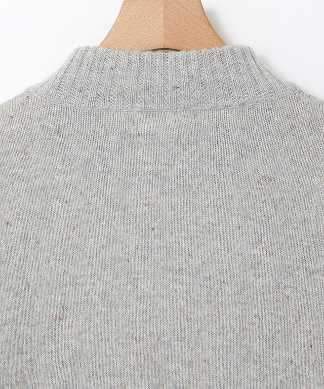 ウールブレンド ハイネック ネップ ニットチュニック【手洗いOK】【オンラインショップ限定】