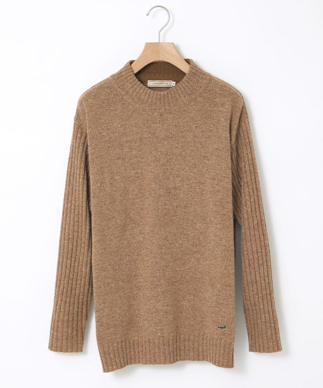 ウールブレンド ハイネック ネップ ニットチュニック【手洗いOK】【オンラインショップ限定】