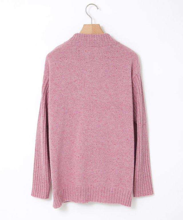 ウールブレンド ハイネック ネップ ニットチュニック【手洗いOK】【オンラインショップ限定】