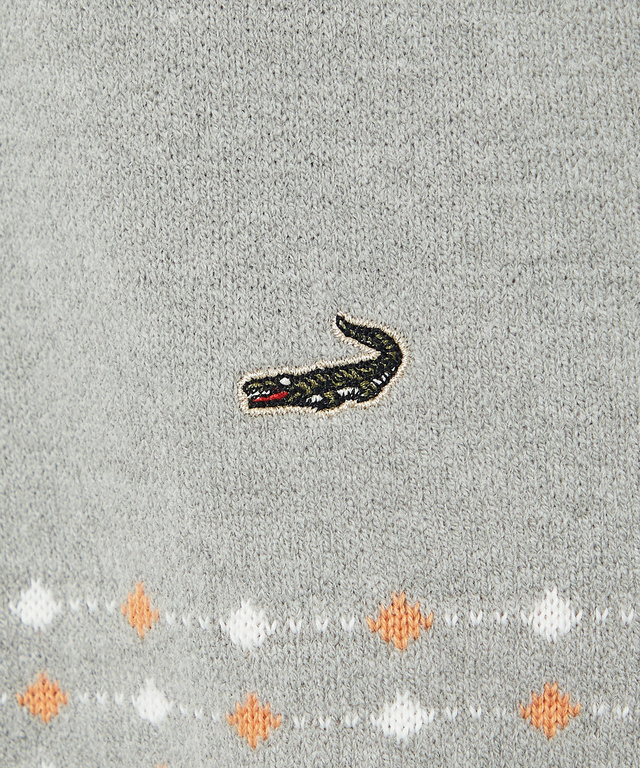 ジャカード柄 クルーネック ニット【手洗いOK】