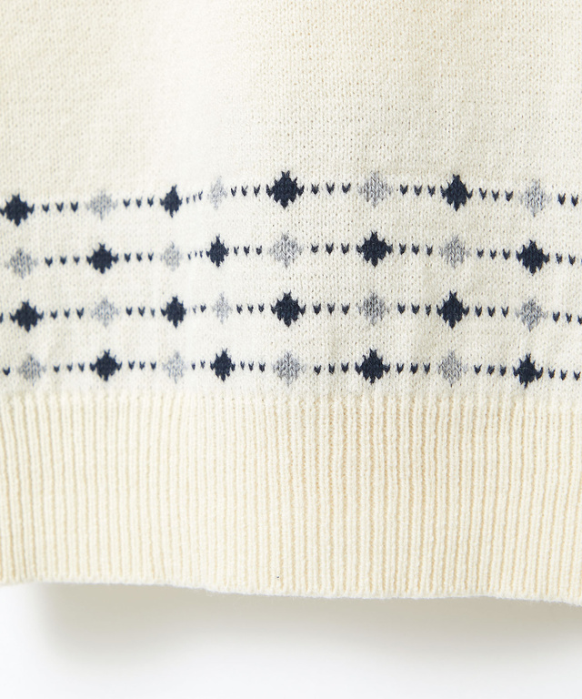 ジャカード柄 クルーネック ニット【手洗いOK】
