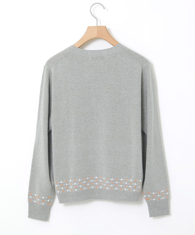 ジャカード柄 クルーネック ニット【手洗いOK】