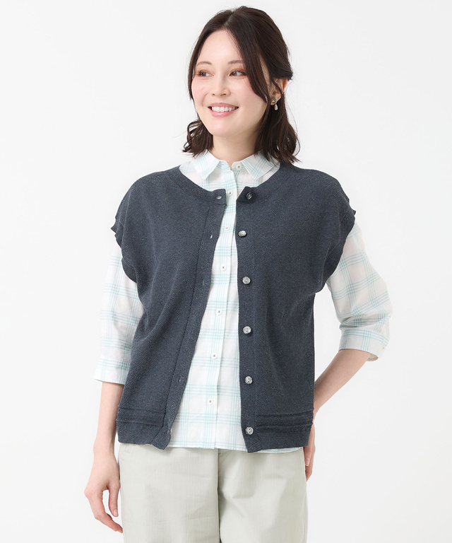 リネンブレンド 2WAY ニットベスト