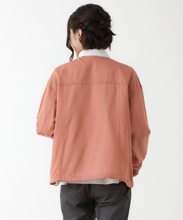 ノーカラー シアー ブルゾン