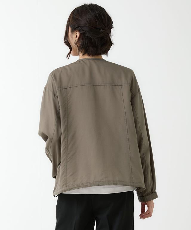 ノーカラー シアー ブルゾン