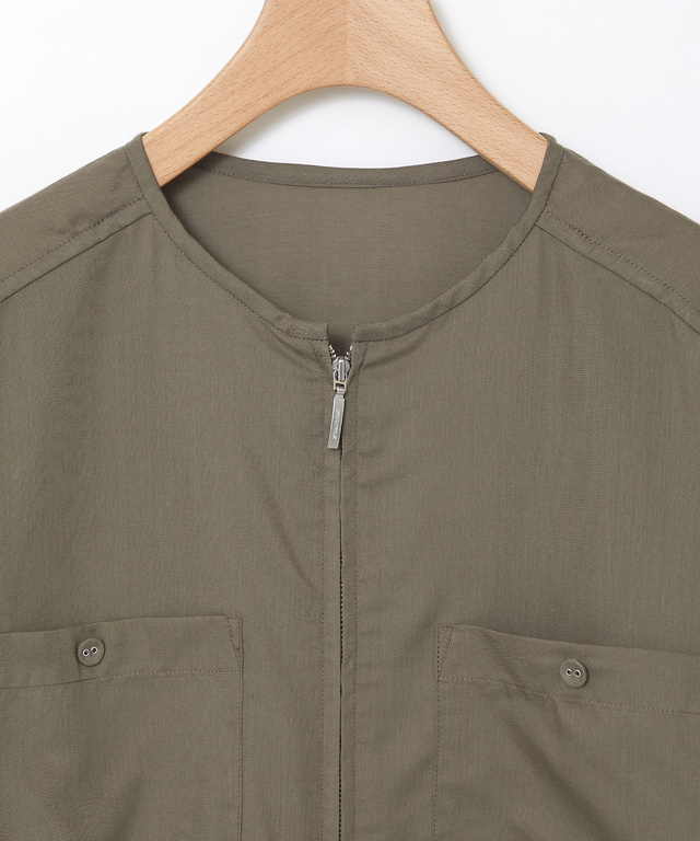 ノーカラー シアー ブルゾン