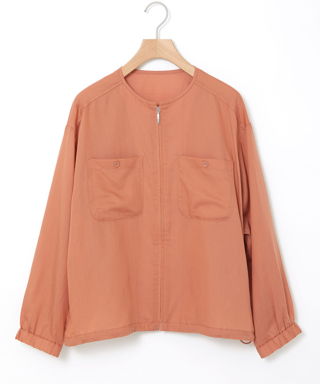 ノーカラー シアー ブルゾン