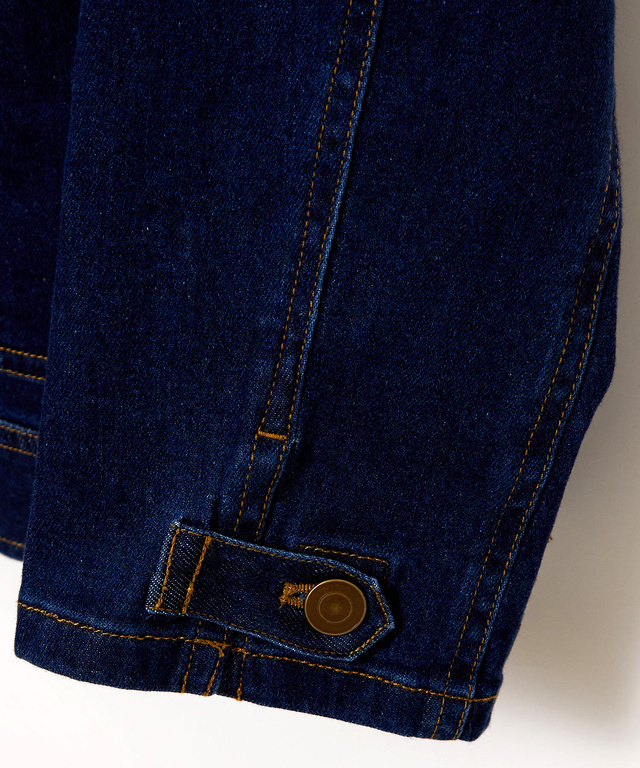 ノーカラー デニムジャケット