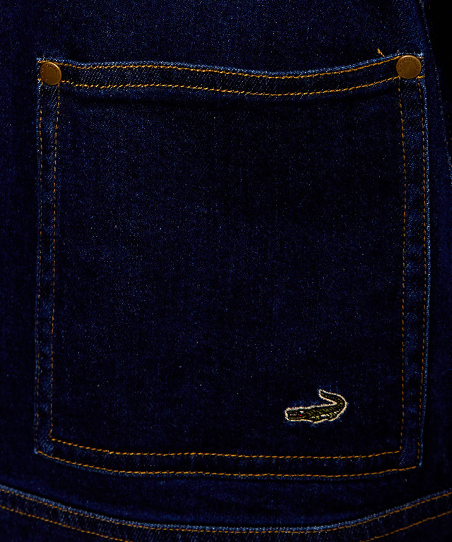 ノーカラー デニムジャケット