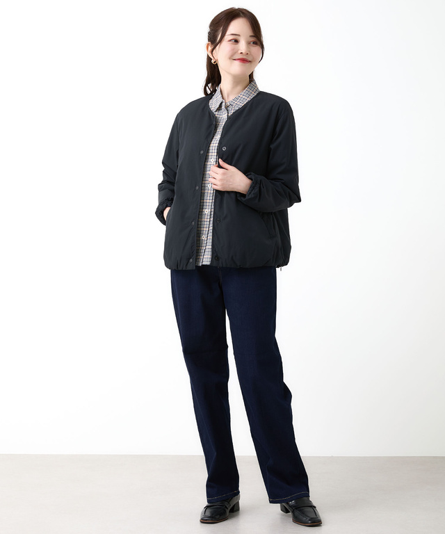 ノーカラー 中綿 ジャケット