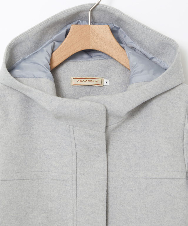 ウールライク フード付き コート 