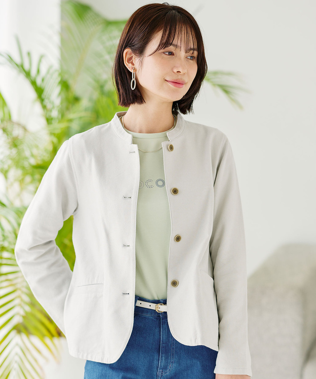 ツイル マオカラー ジャケット【手洗いOK】