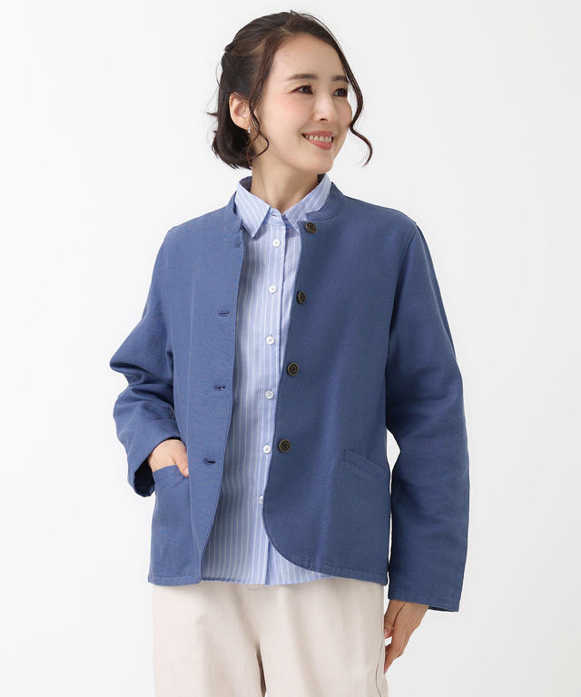 ツイル マオカラー ジャケット【手洗いOK】