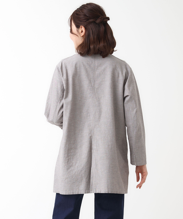 リネンブレンド ロング ジャケット