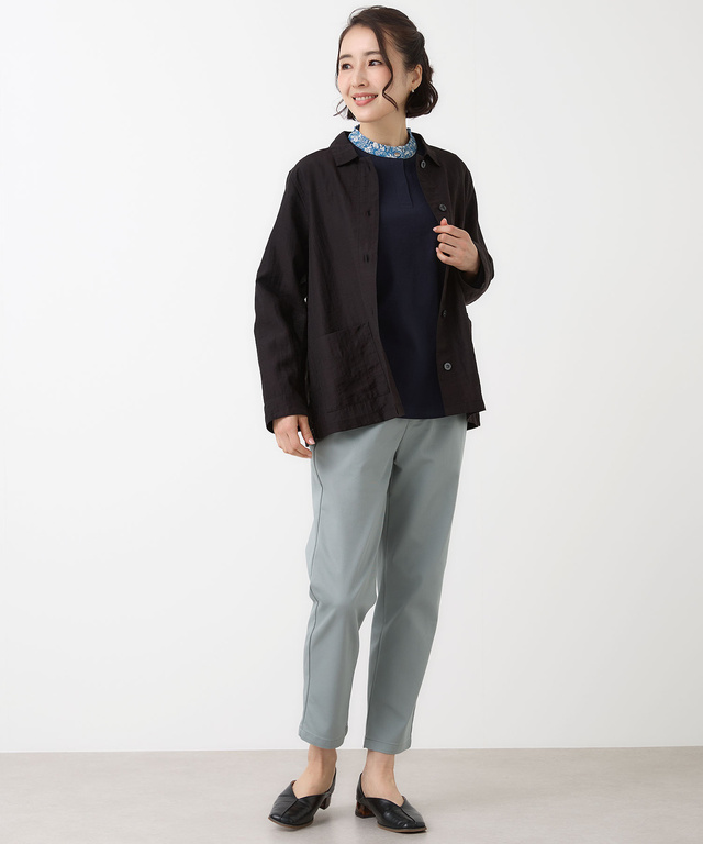 リネンブレンド シャツ ジャケット【手洗いOK】