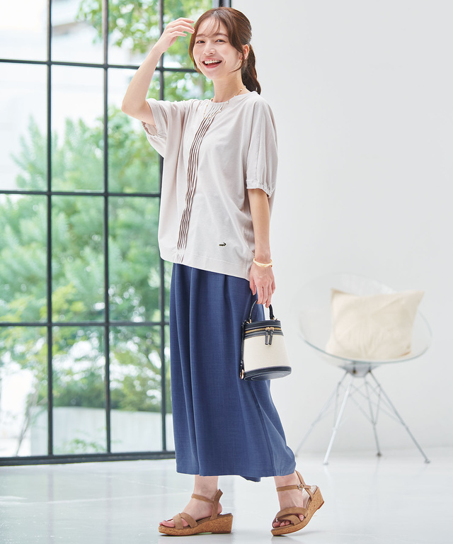 杢調 ウエストゴム キュロットパンツ