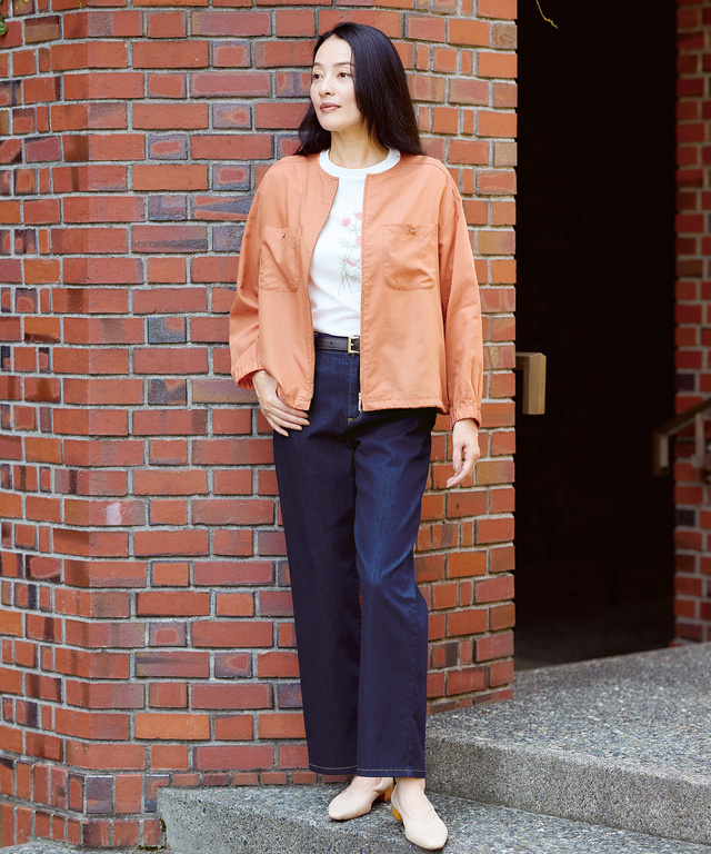 セミワイド ストレッチデニム パンツ