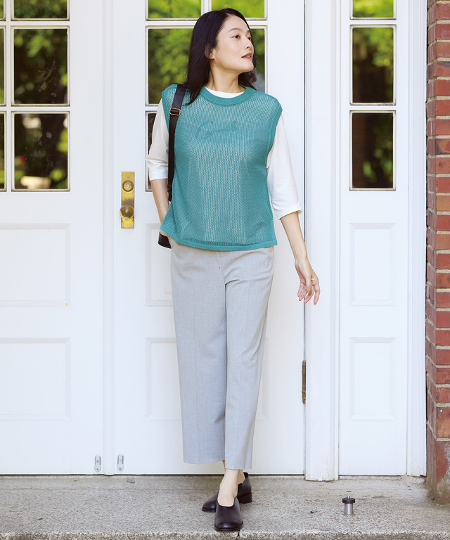 センタープレス セミワイドパンツ 