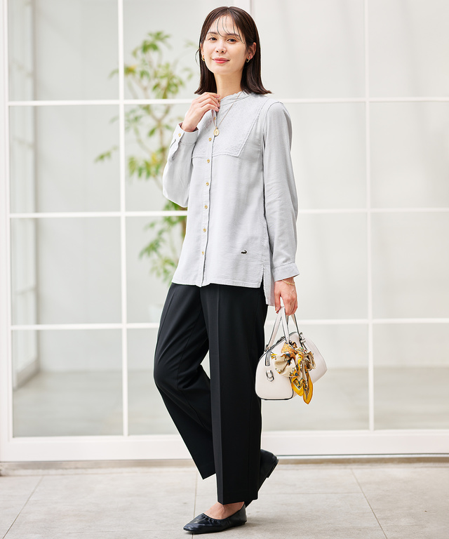 センタープレス セミワイドパンツ 