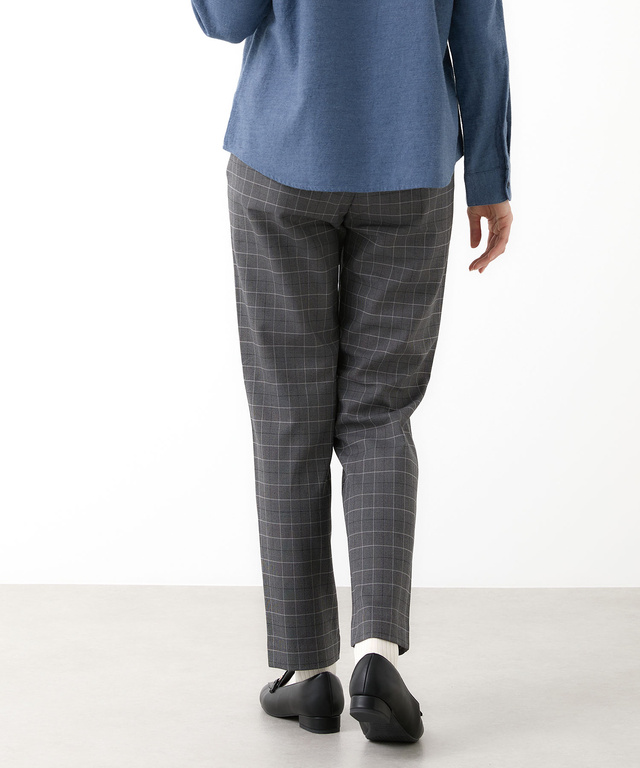 チェック柄 テーパード パンツ