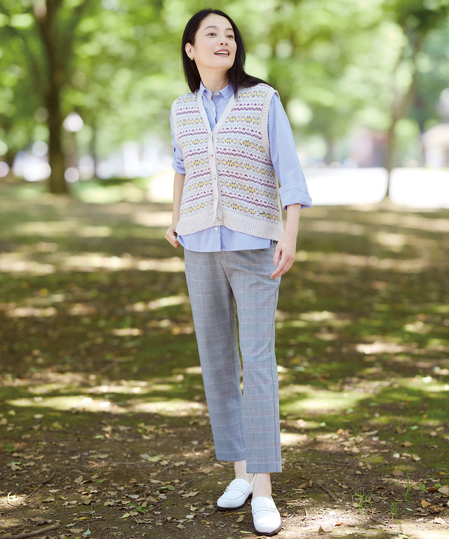 チェック柄 テーパード パンツ