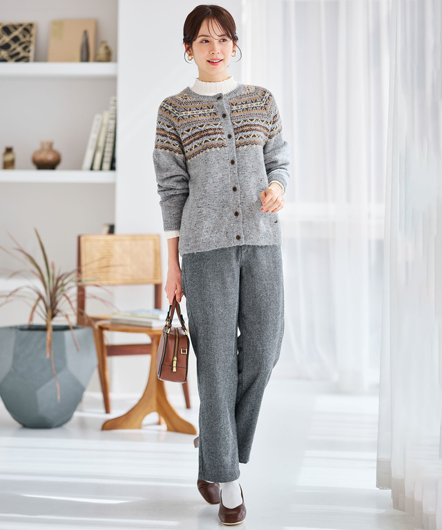 ウールブレンド ストレートパンツ