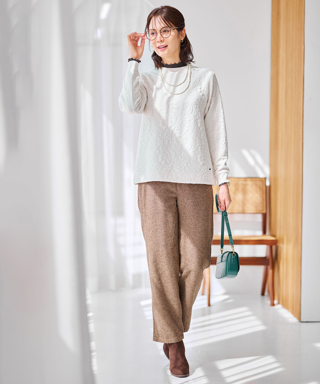 ウールブレンド ストレートパンツ