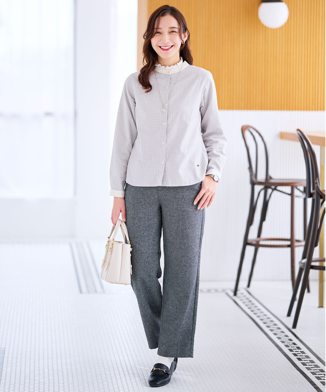 ウールブレンド ストレートパンツ