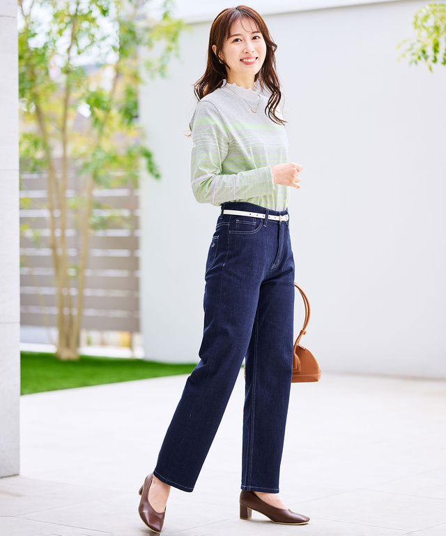 ストレッチ ストレート デニムパンツ